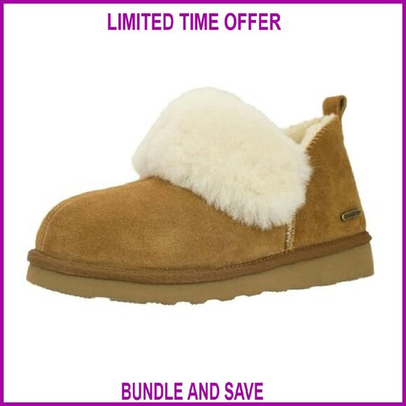 Genuine Suede Shearling Ankle Booties Memory Foam Indoor Outdoor - Picture 2 of 8